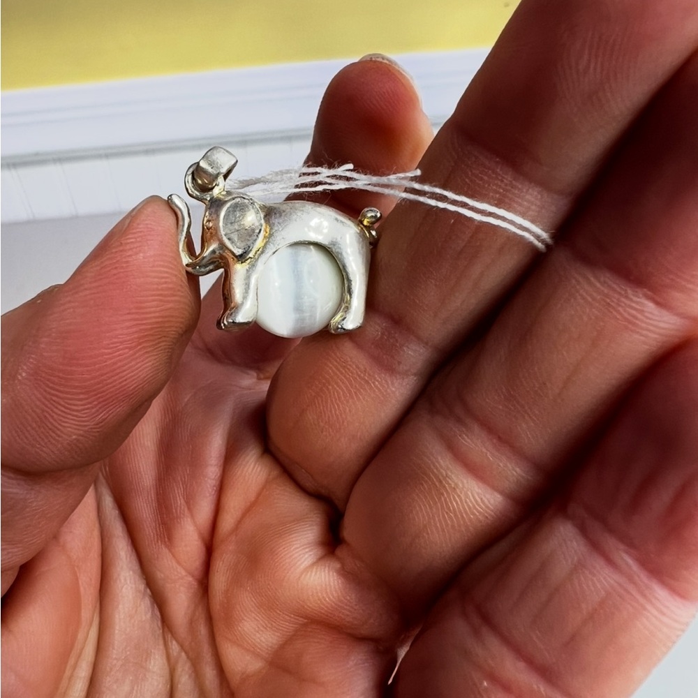 Silver Elephant Pendant with Selenite - Women Jewelry